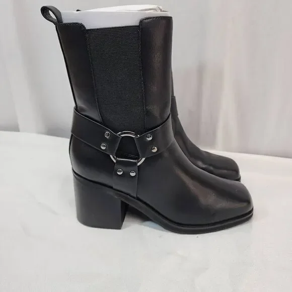 The Drop Size 8 Women's Stevens Chelsea Boots Vegan Leather Rocker Moto Combat - Picture 3 of 8